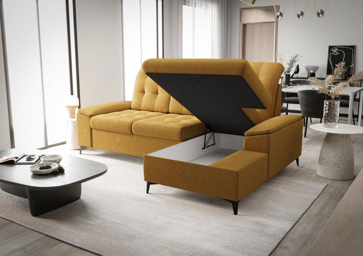 ECKSOFA KONGO RBN18, Eckcouch in L-Form mit Schlaffunktion, Farbe: Rosa, Velourstoff, Ottomane Rechts - Rosa, Textil (257/172cm) - O-Sofa