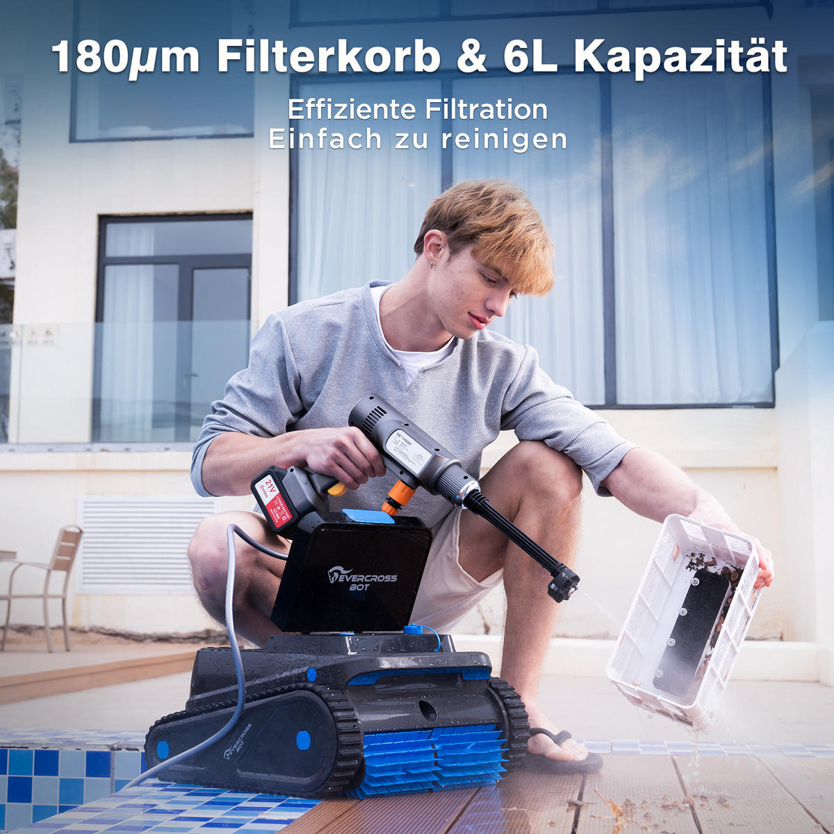 POOLROBOTER U8 - Schwarz, Kunststoff (46.3/30.7/49.6cm) - EVERCROSS BOT