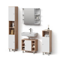 BADMÖBEL-SET Fucino Sonoma 4 Teile - Weiß/Sonoma Eiche, Holzwerkstoff (60/54/32cm) - Livinity®