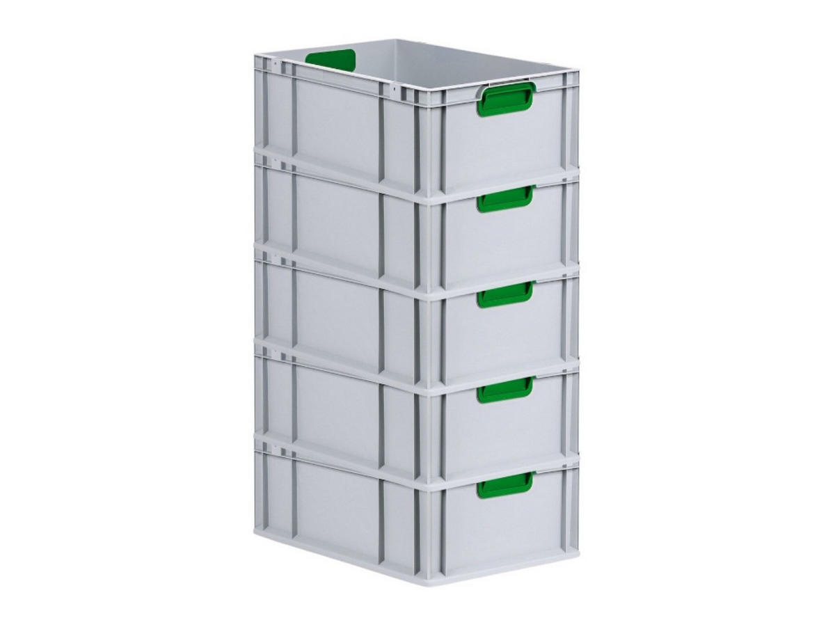 EUROBOX 5x Nextgen Color 22x40x60cm 44 Liter Griffe Grün Geschlossen - Grün, Kunststoff (40/22/60cm) - PROREGAL