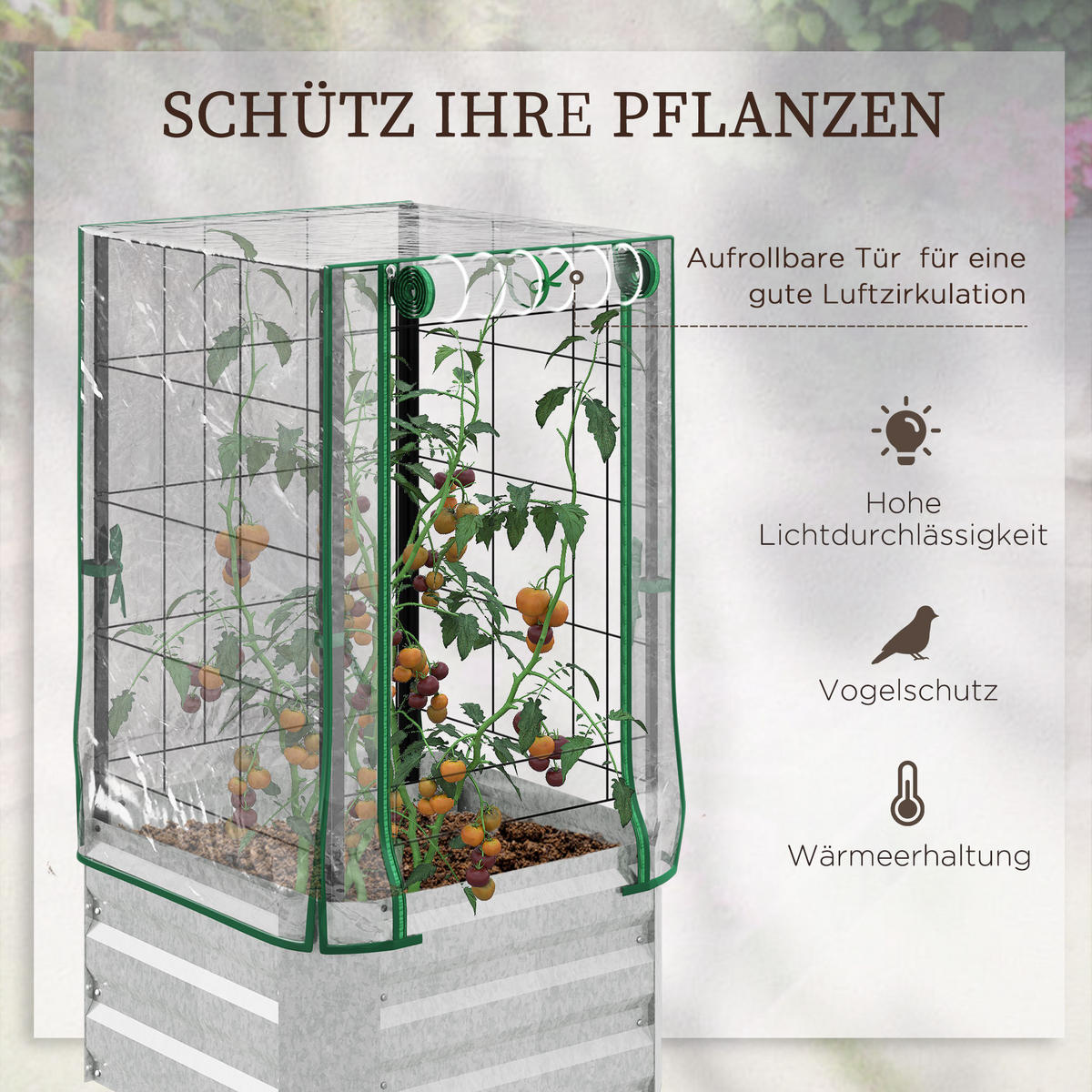 HOCHBEET, Silberfarben - Silberfarben, Metall (53/90/53cm) - Outsunny