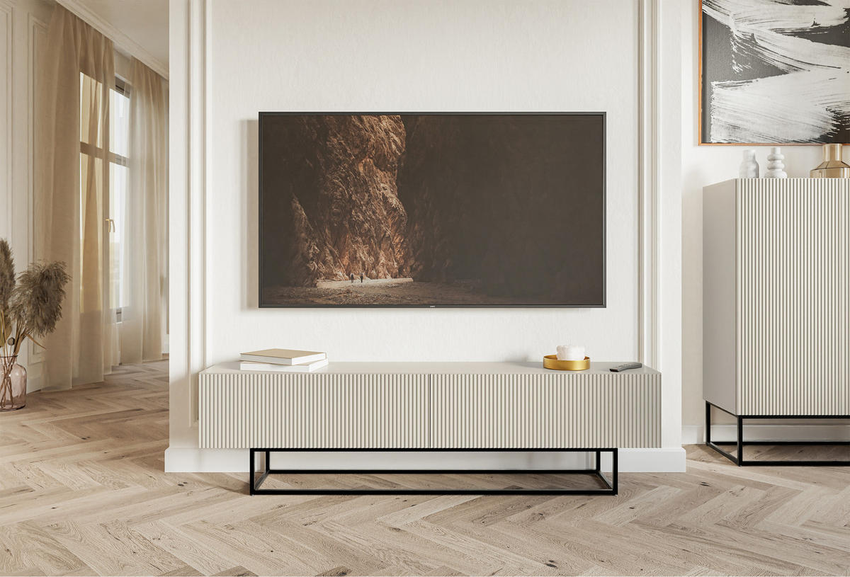 TV-SCHRANK Veldio Graubeige Schwarz 175 cm - Greige/Schwarz, Holzwerkstoff/Metall (175/46.5/31.6cm) - Selsey