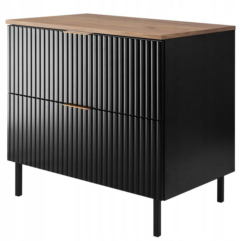 WASCHBECKUNTERSCHRANK FLOW + Platte Schwarz matt 80/57/46 cm - Schwarz, Holzwerkstoff (80/57/46cm) - Rodan