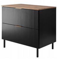 WASCHBECKUNTERSCHRANK FLOW + Platte Schwarz matt 80/57/46 cm - Schwarz, Holzwerkstoff (80/57/46cm) - Rodan