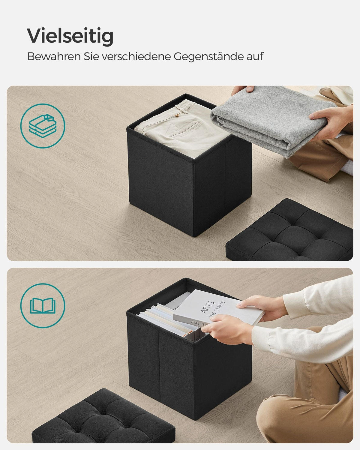 SITZBANK LISBON - Schwarz, Holzwerkstoff (30/30/30cm) - Hansiro