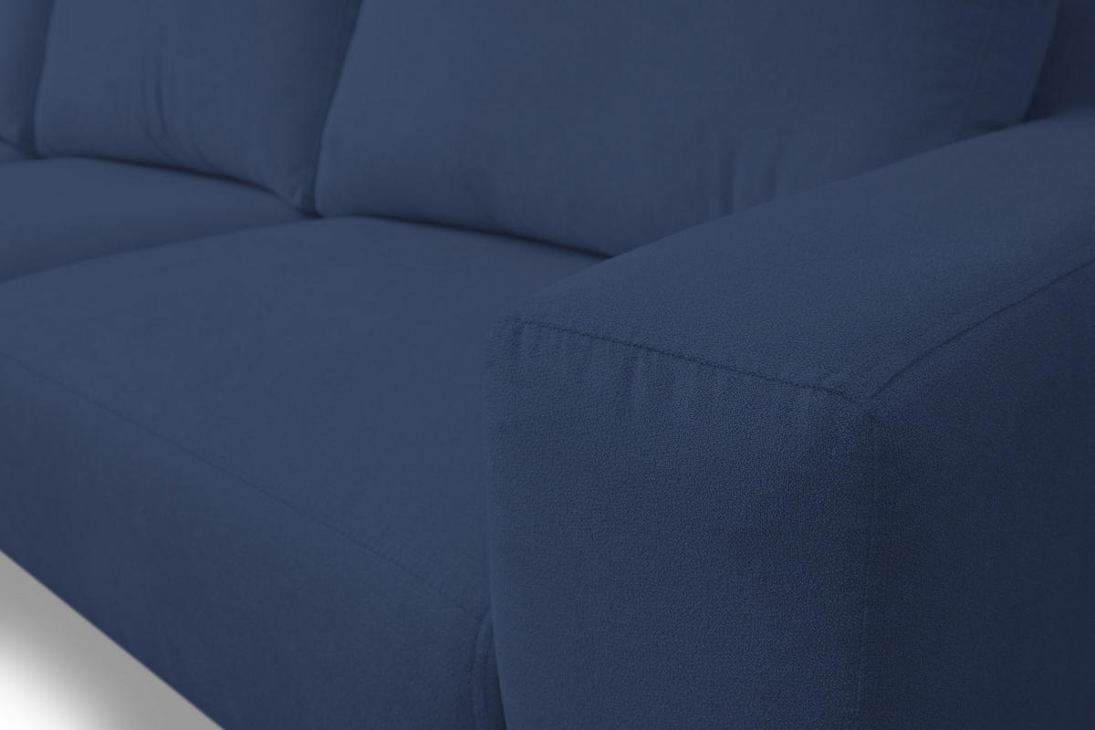 ECKSOFA Aspen in L-Form, Coach Farbe: Blau, Velourstoff, Ottomane Links - Blau, Textil (187/312cm) - VENASI MÖBEL