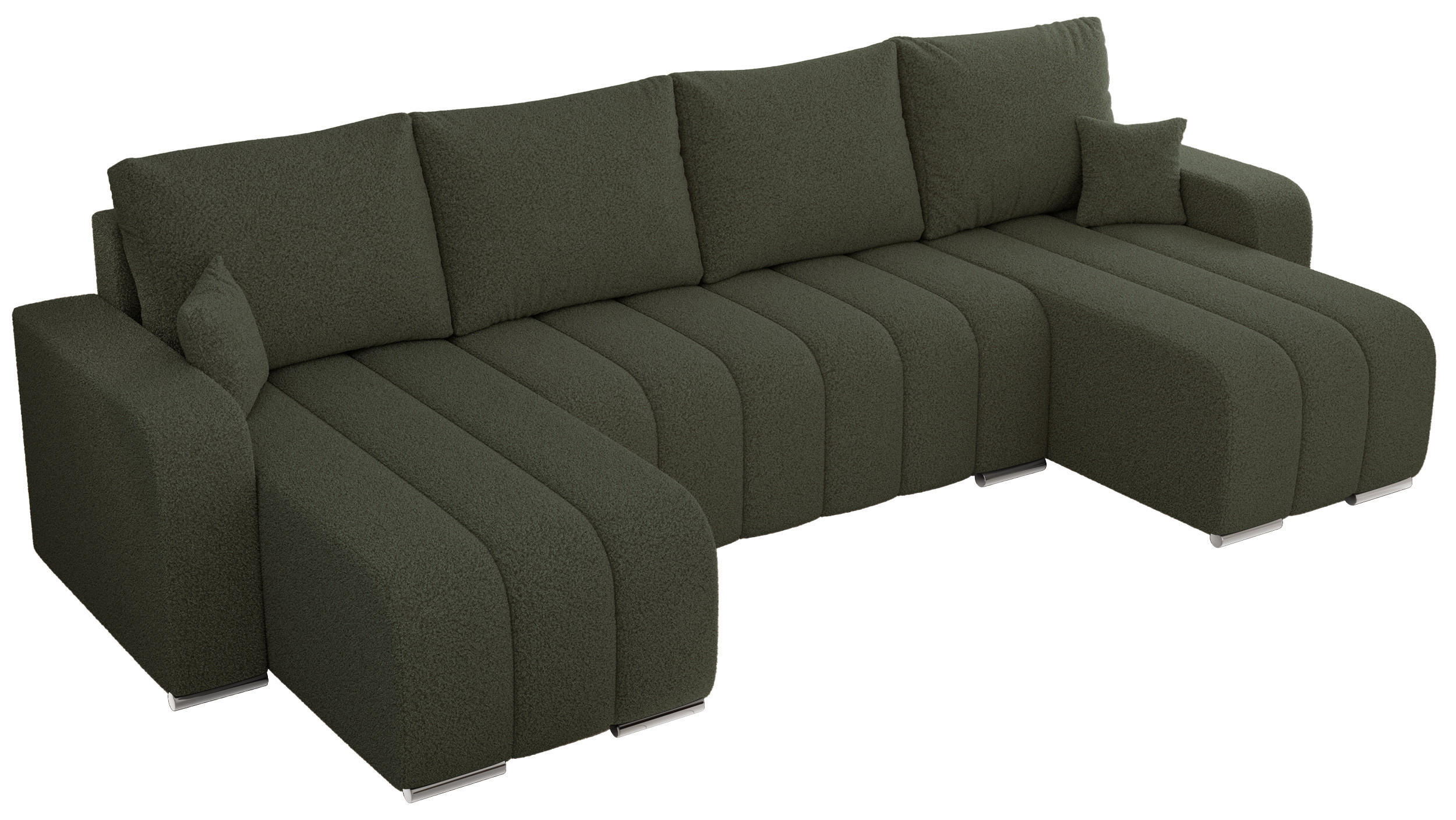 WOHNLANDSCHAFT KIRASSO U Grün Boucle - Grau/Grün, Textil/Metall (320/86/147cm) - MKS
