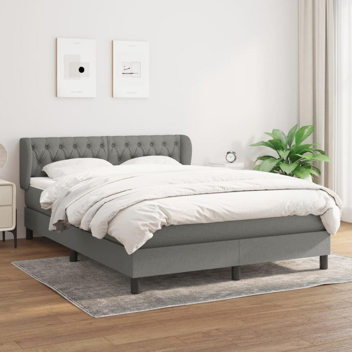 BOXSPRINGBETT Mit Matratze Dunkelgrau 140/190 Cm Stoff - Grau, Textil (140/190cm) - vidaXL