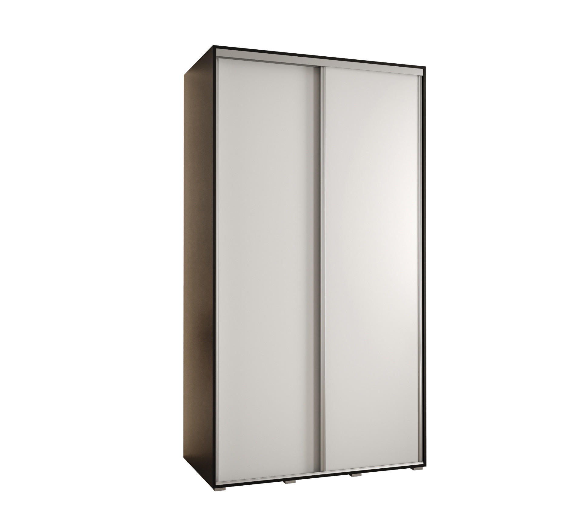 Abiks Möbel Schwebetürenschrank Schwarz, Weiß, Silber 130x235x60 cm