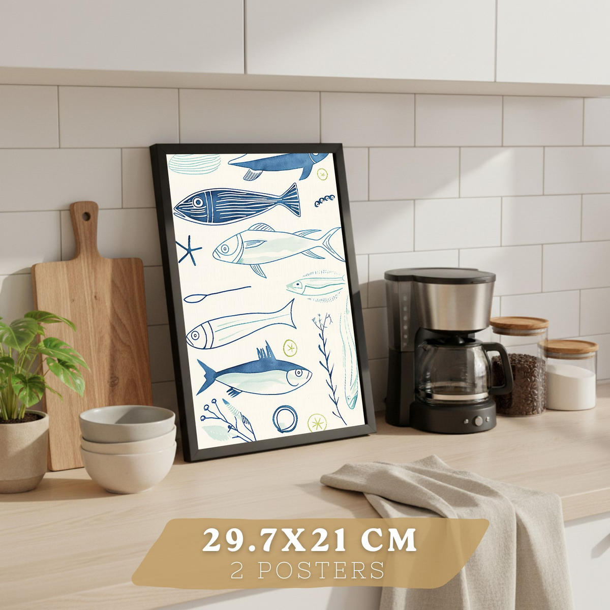 PLAKAT Sada 2 Martini A4 Černý rám - černá, papír (29.7/1/21cm) - Nacnic