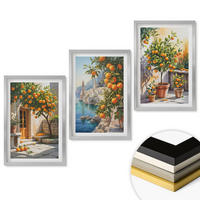 WANDBILDER 3er Set - 40x60 cm Silberner Rahmen - Gemalte Zitruslandschaften - Silberfarben, Kunststoff (40/60cm) - ArtPrintCave
