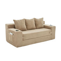 SCHLAFSOFA Modular mit Getränkehaltern und Seitentaschen, DE-42913, Khaki - Sandfarben, Textil (172/64/87cm) - ComfortXL
