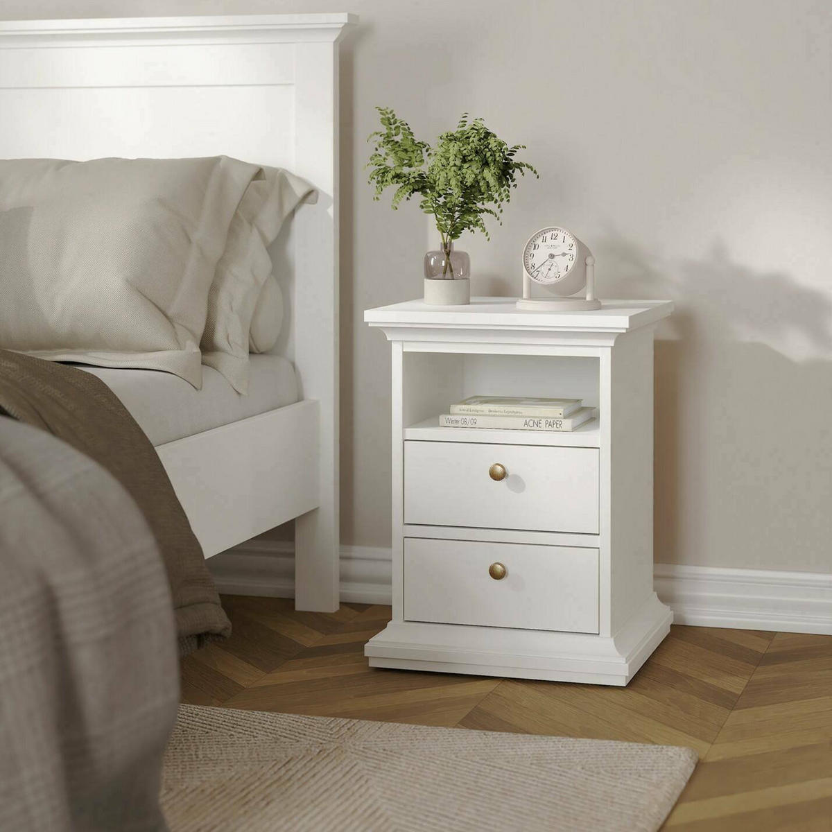 NACHTTISCH Weiß 40/43.6/58.8 cm - Weiß, Holzwerkstoff (44/59/40cm) - DMORA