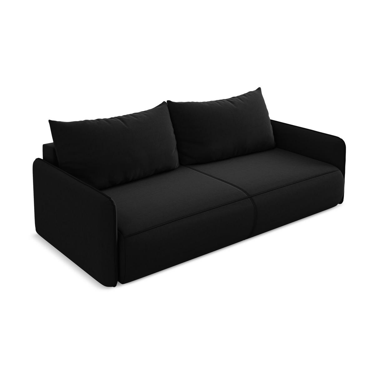 3-SITZER SOFA mit Schlaffunktion Samt Stoff Schwarz - Schwarz, Kunststoff/Textil (216/86/105cm) - LaMiaSofa