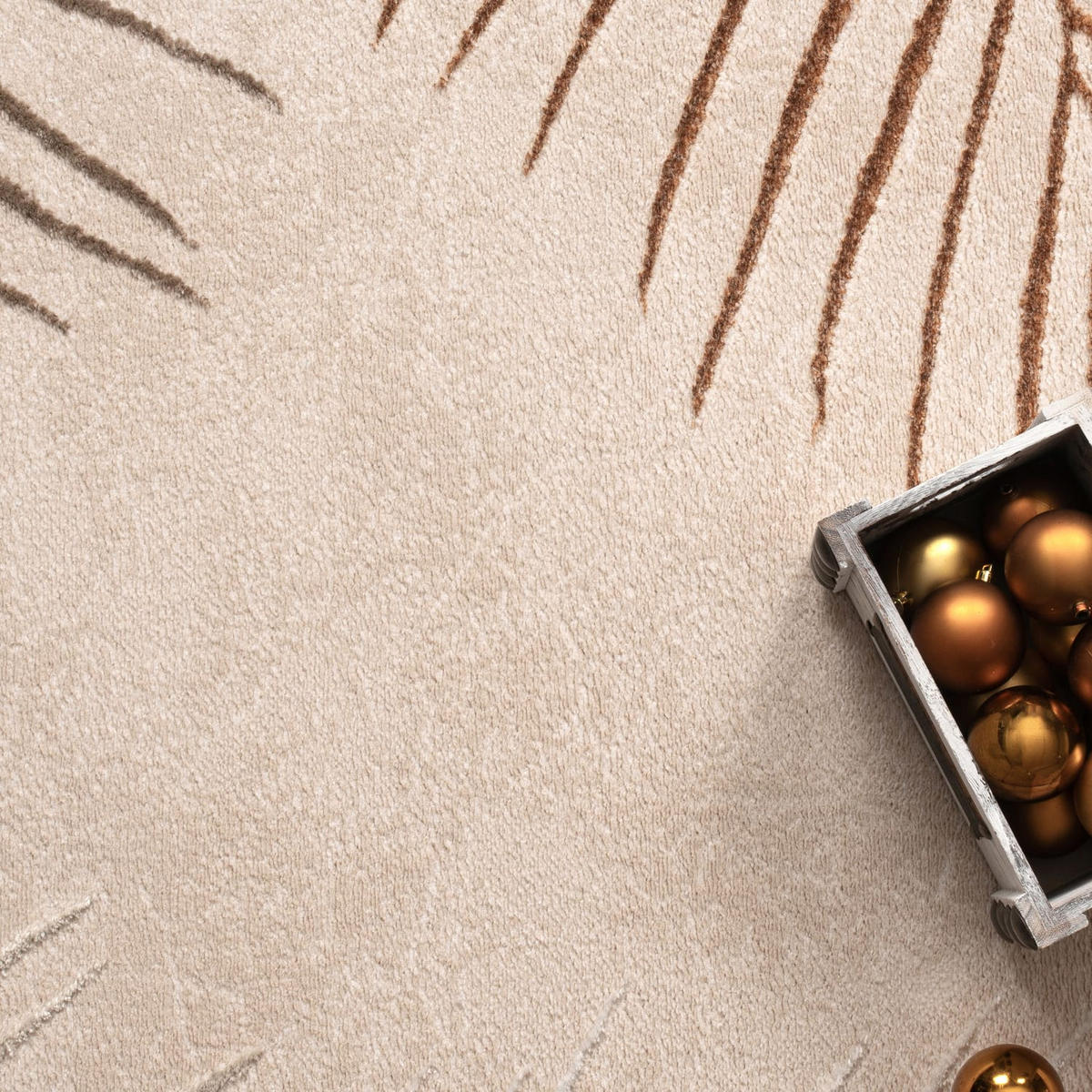 TEPPICH Kurzflor Blätter Wohnzimmer schmutzabweisend Beige Rechteckig 160x230 - Beige, Textil (160/230cm) - KADIMA DESIGN