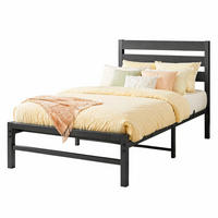METALLBETT 90/200 cm in Schwarz aus Metall mit MDF-Kopfteil - Schwarz, Metall (90/200cm) - OKMYHOME