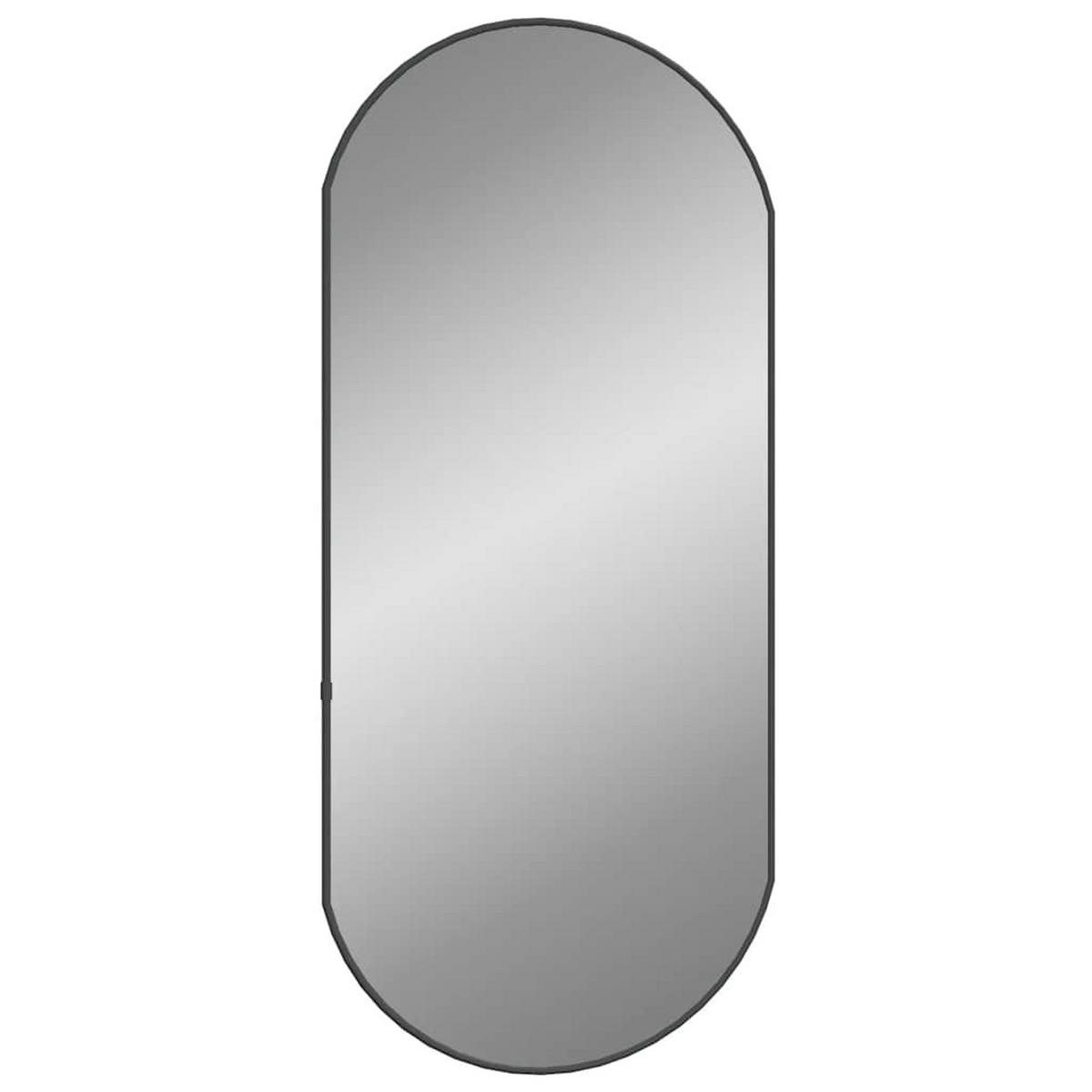 WANDSPIEGEL Schwarz 80x35 cm Oval - Schwarz, Glas (35/80/1cm) - furnicato
