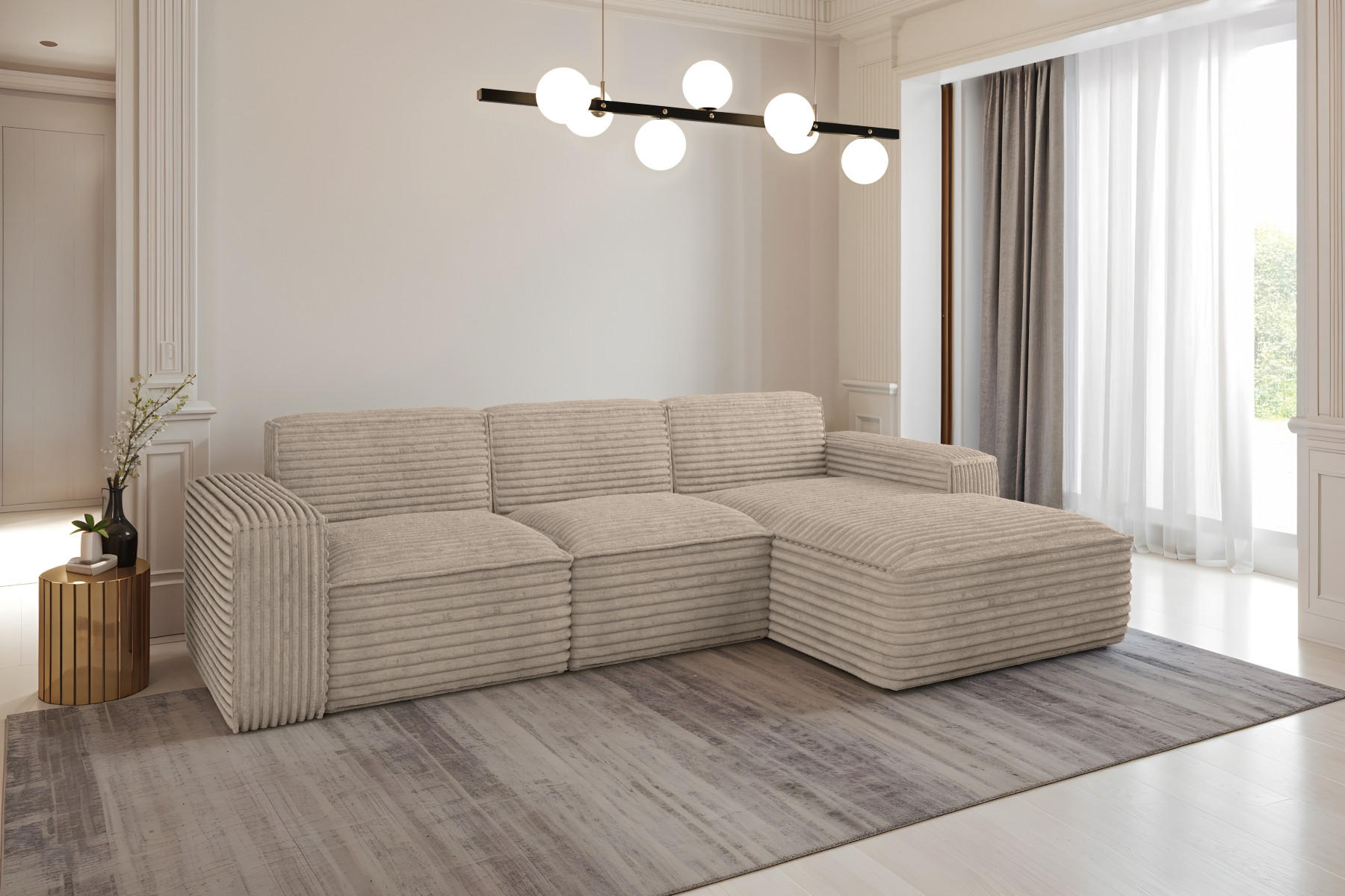 ECKSOFA L-Form Siena Stoff Velo Beige Rechts - Beige, Holz/Kunststoff (266/165cm) - Kaiser Möbel