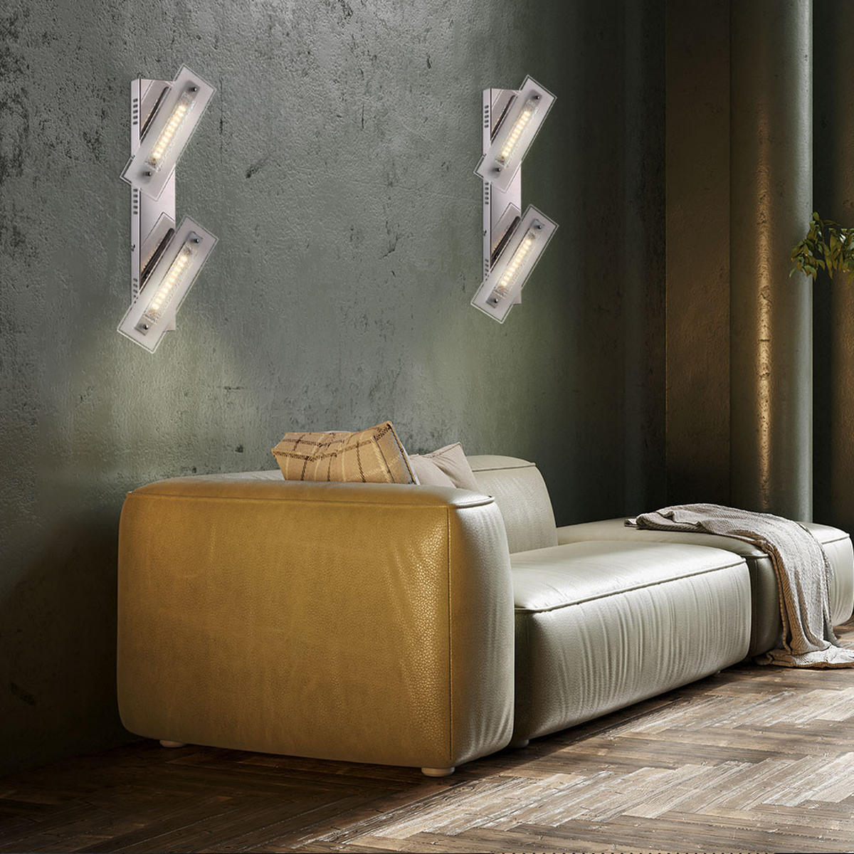 LED Wandleuchte Klar Kristall Rarenium 2er Set - Klar, Glas (8/11.5/49cm) - Globo Lighting