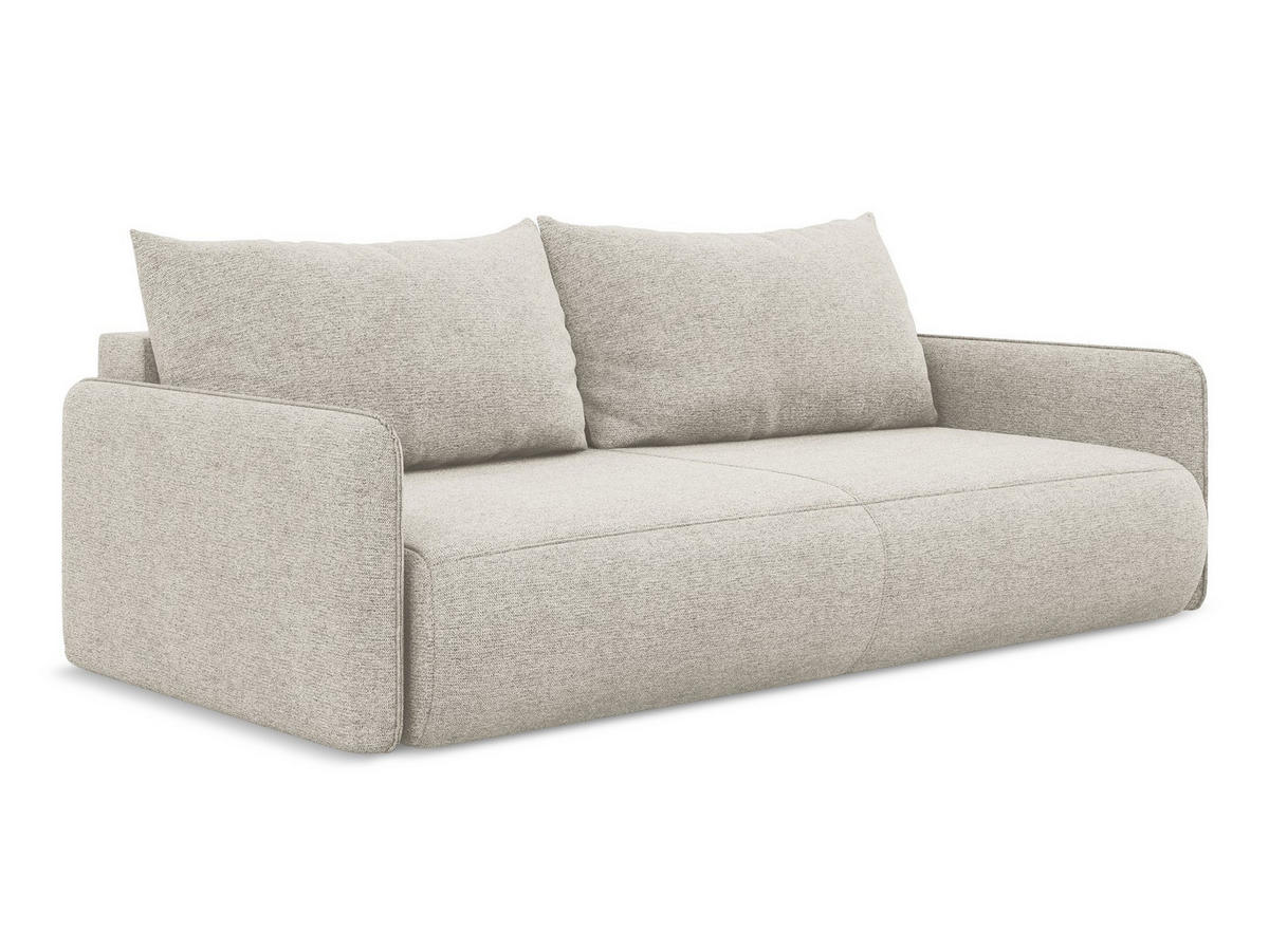 3-SITZER SOFA mit Schlaffunktion Chenille Stoff Grau - Silberfarben/Schwarz, Kunststoff/Textil (216/86/105cm) - Makamii
