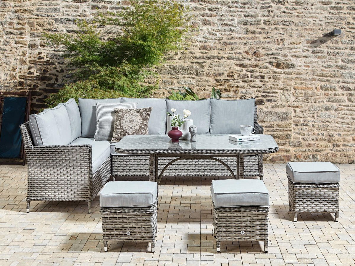 LOUNGE SET 9-Sitzer PE Rattan hellgrau Lacona - Taupe, Kunststoff - Beliani