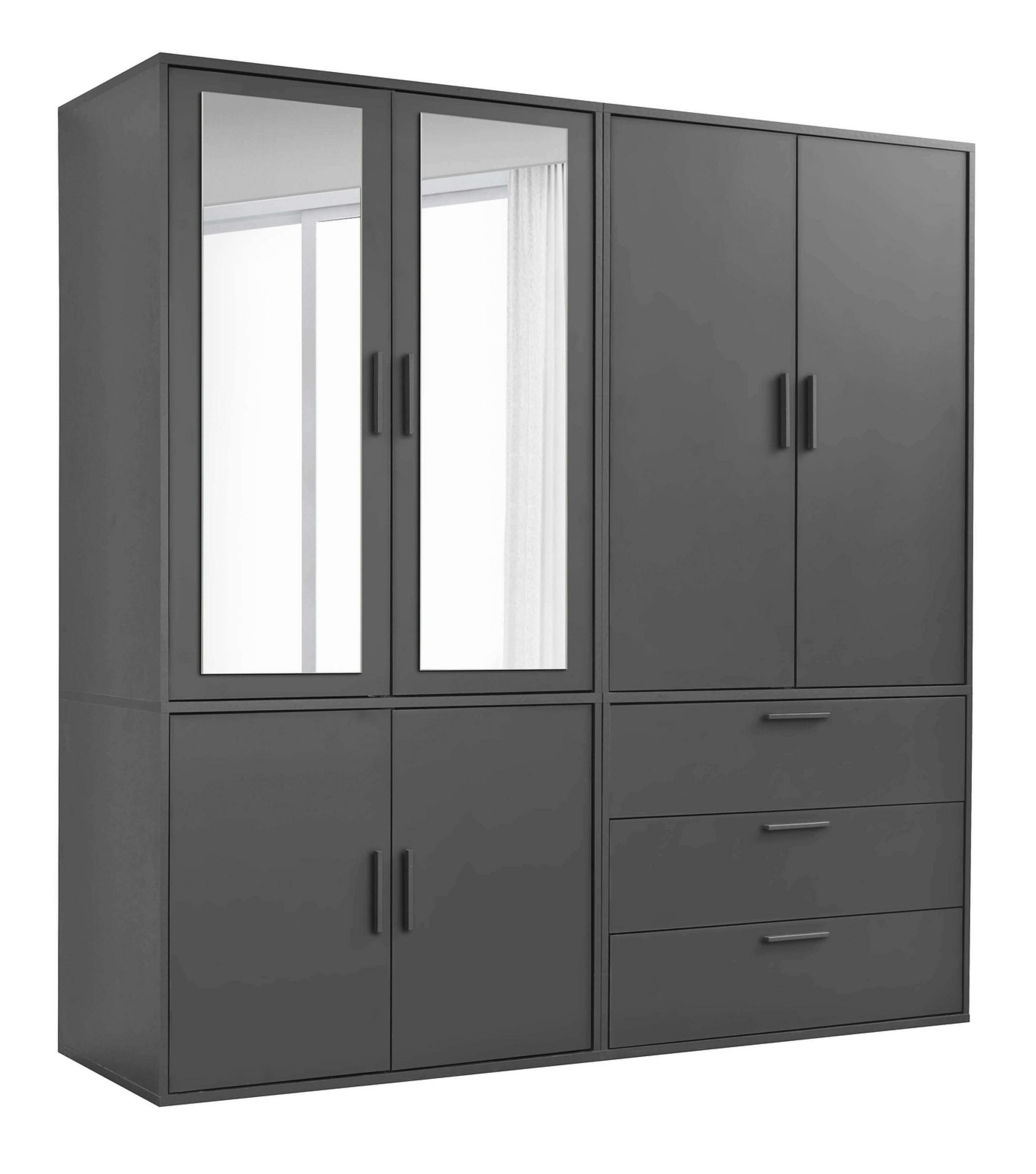 KLEIDERSCHRANK mit Spiegel Der Grenzenlose - Anthrazit, Holzwerkstoff (180/187/58cm) - Mokebo