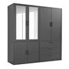 KLEIDERSCHRANK mit Spiegel Der Grenzenlose - Anthrazit, Holzwerkstoff (180/187/58cm) - Mokebo