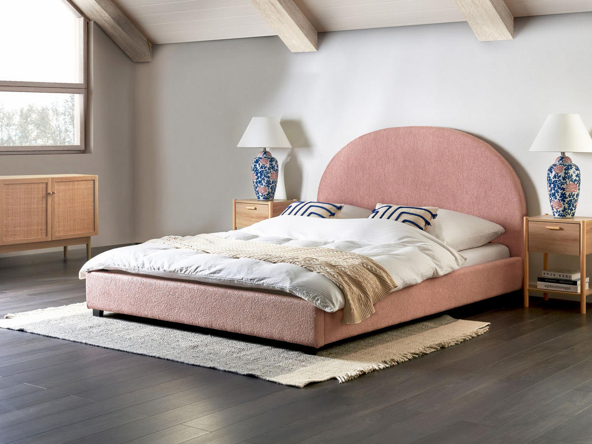 WASSERBETT 160/200 cm Pastellrosa Vaucluse - Pink, Textil (160/200cm) - Beliani