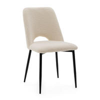 STUHL ORO gepolsterter mit Steppung - hellbeige - Boucle - Ecru/Schwarz, Textil/Metall (47/91/55cm) - NEW HOME