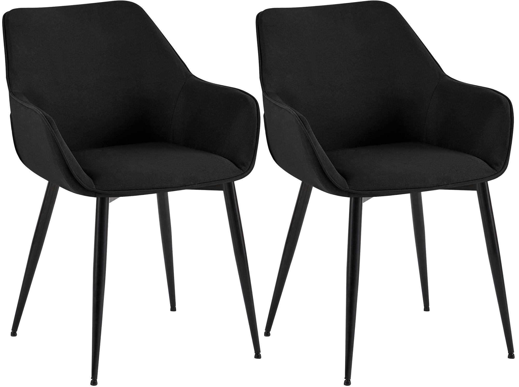 ARMLEHNENSTUHL 2er Set Stoff Schwarz - Schwarz, Textil/Metall (52/82/63cm) - CLP