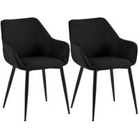 ARMLEHNENSTUHL 2er Set Stoff Schwarz - Schwarz, Textil/Metall (52/82/63cm) - CLP