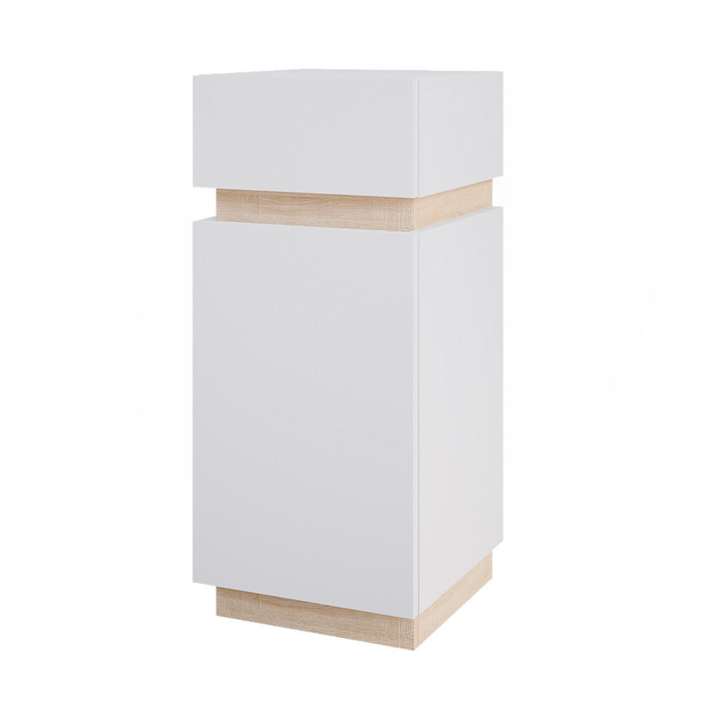 MIDISCHRANK Gloria Weiß 33 x 75.5 cm mit Tür und Schublade - Weiß/Sonoma Eiche, Holzwerkstoff (33/75.5/35cm) - Vicco