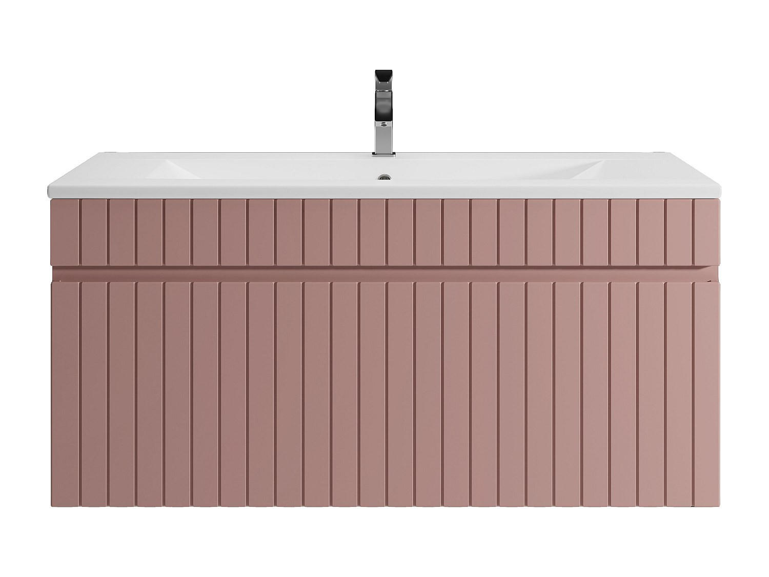 EINZELWASCHTISCH - 100 cm x 46 cm - Holz, Platte - Puderrosa - SATARA - Hellrosa, Holz (100/46/46cm) - Vente-Unique