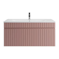 EINZELWASCHTISCH - 100 cm x 46 cm - Holz, Platte - Puderrosa - SATARA - Hellrosa, Holz (100/46/46cm) - Vente-Unique