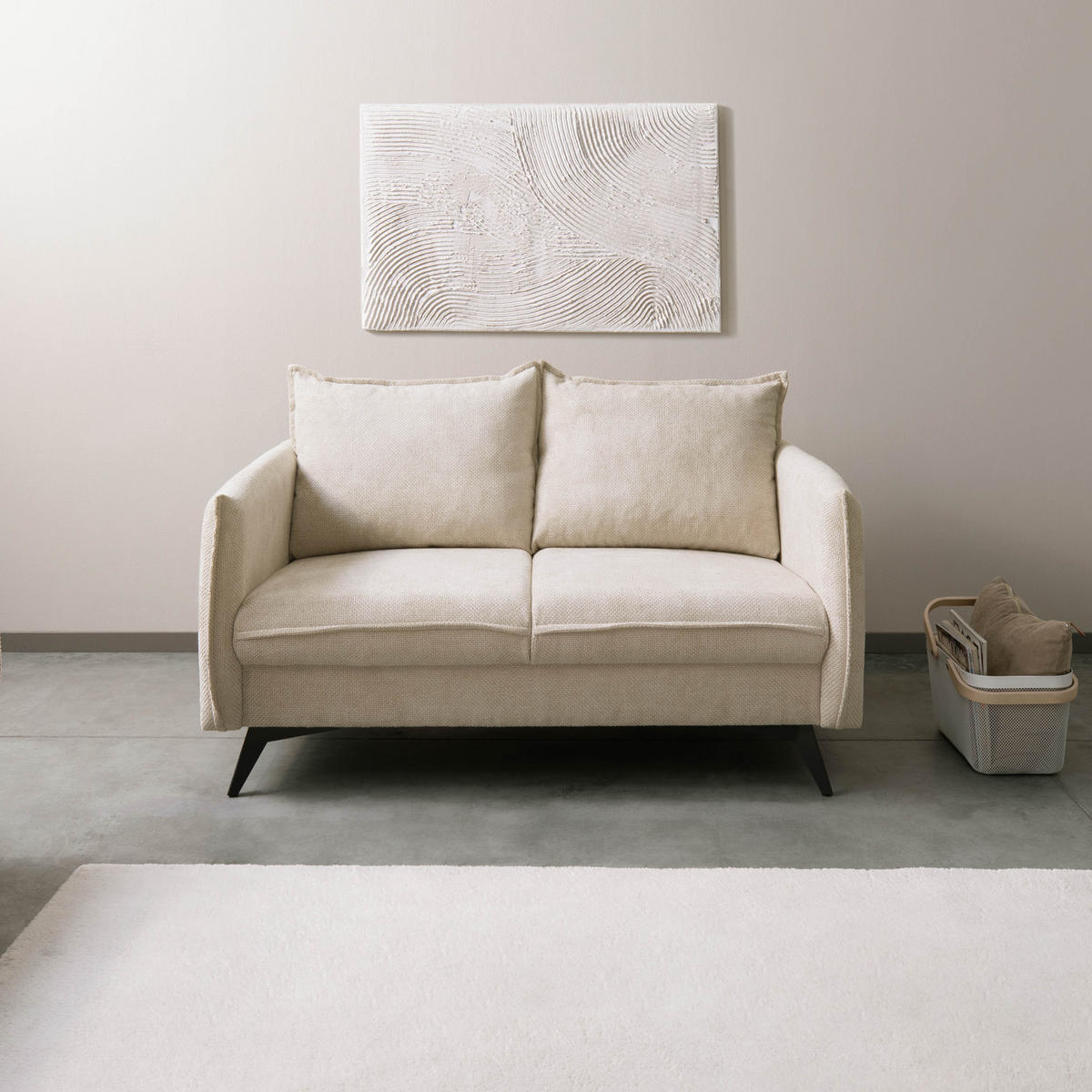 SOFA 2-Sitzer Chenille 138x100x86 beige OLIVIA - Beige, Kunststoff (138/86/100cm) - Massivmoebel24