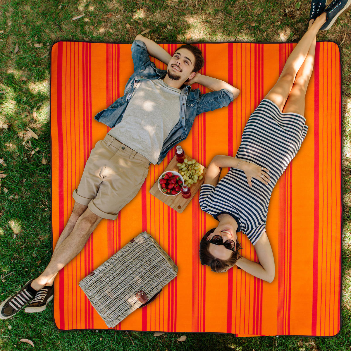 PICKNICKDECKE - Orange, Textil/Metall (200/200cm) - Relaxdays