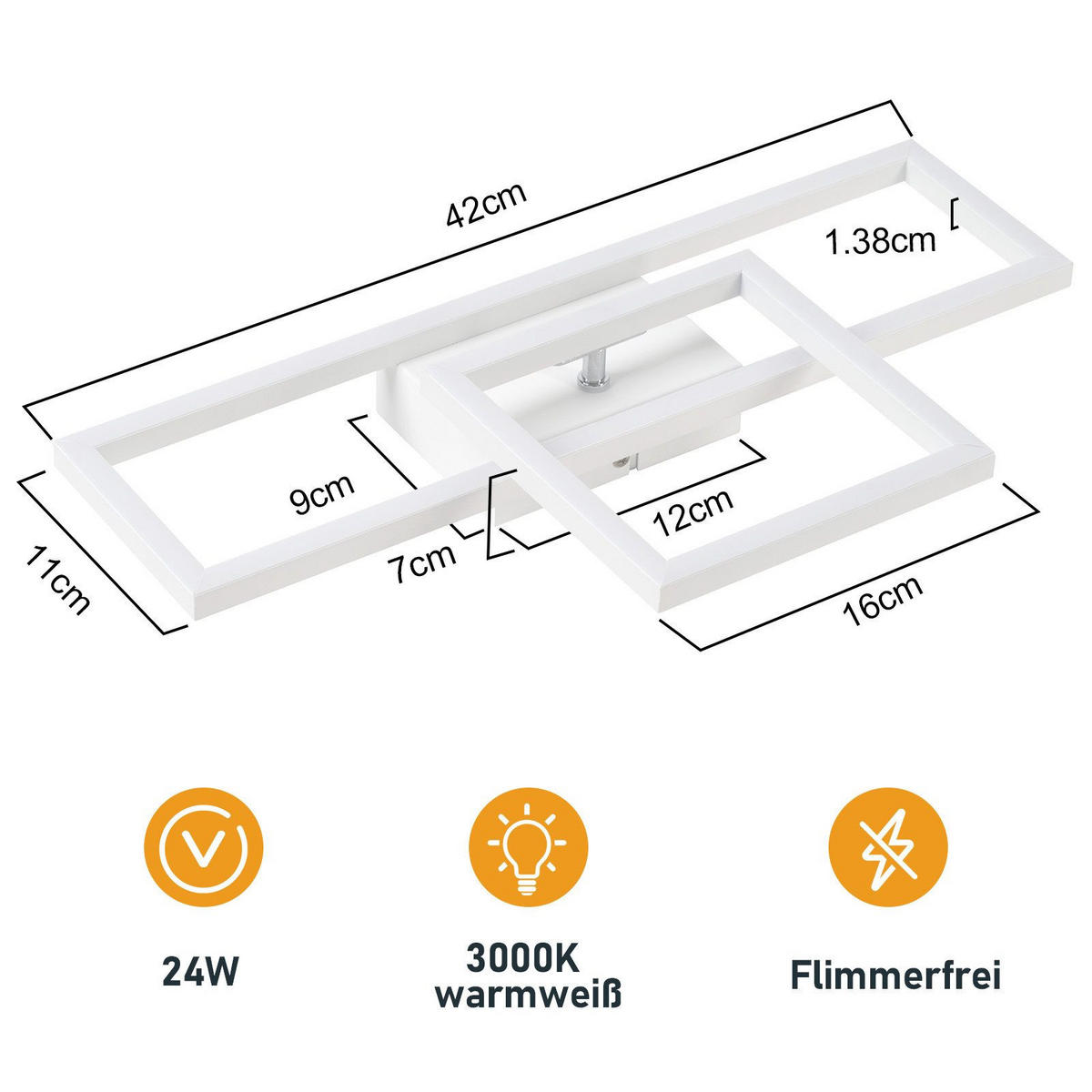 LED-DECKENLEUCHTE Malloy 42/20/7 cm - Weiß, Metall (20/42/7cm) - Nettlife