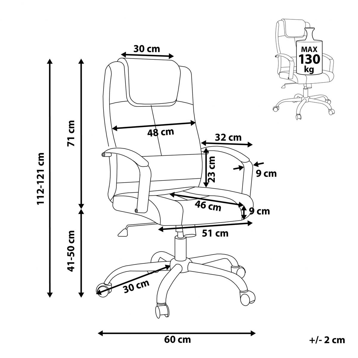 BÜROSTUHL Kunstleder Beige Winner - Beige, Textil (60/112/60cm) - Beliani