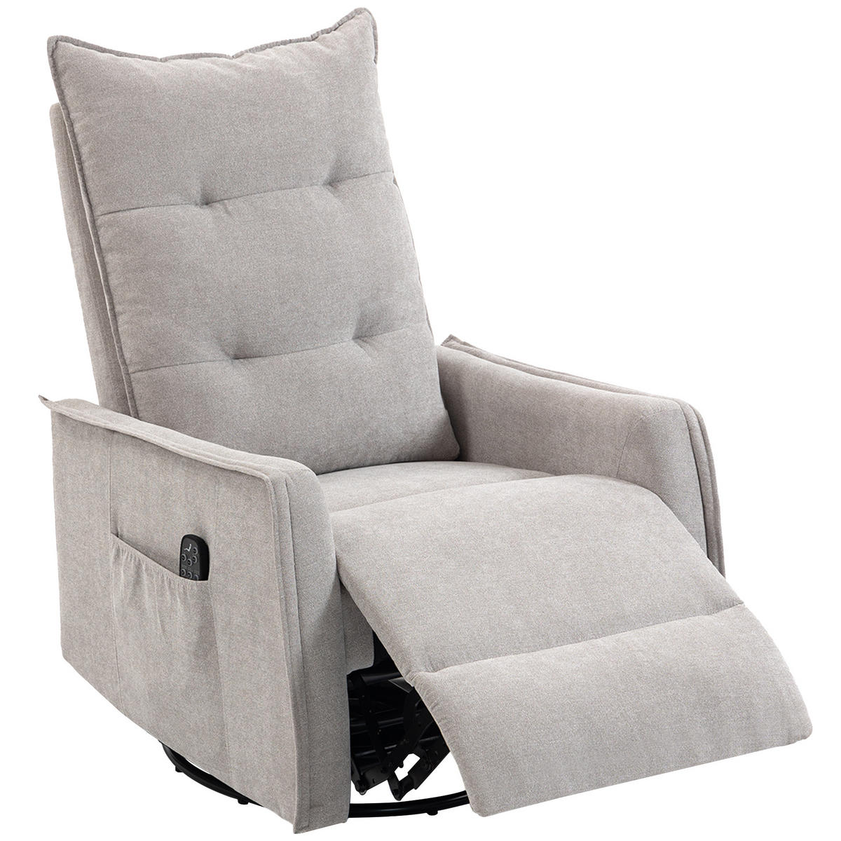 DREHSESSEL,BEHEIZBAR Massage Fußstütze Fernbedienung Chenille,hellgrau - Grau, Textil (71/99/93cm) - Vallsero