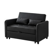 SCHLAFSOFA PU-Bezug wasserabweisend und ausziehbar Antikschwarz 122/83/82 cm - Schwarz, Kunststoff (83/82/122cm) - Redom