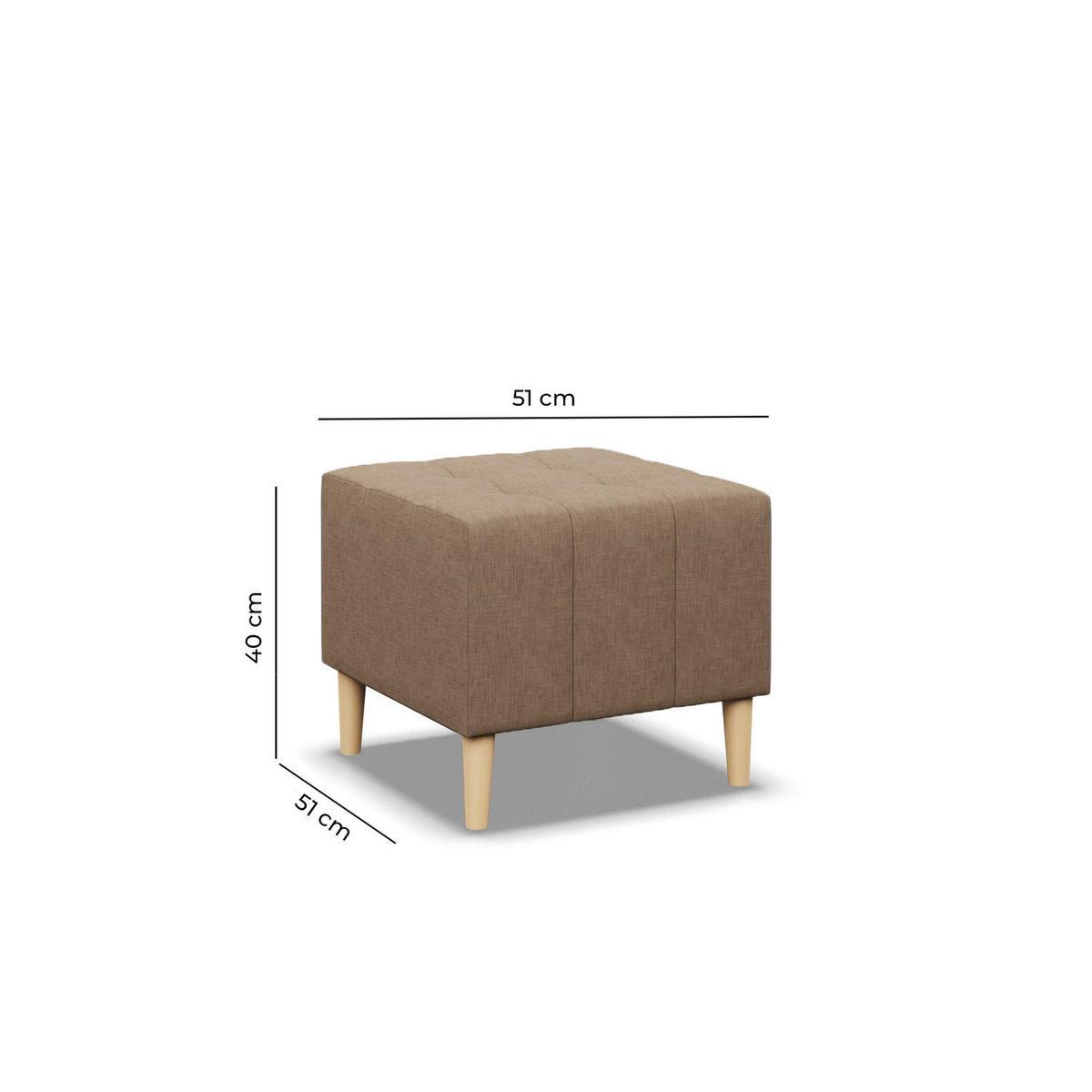 SITZPOUF 50x50 ELMA, Braun - Braun, Textil (50/40/50cm)