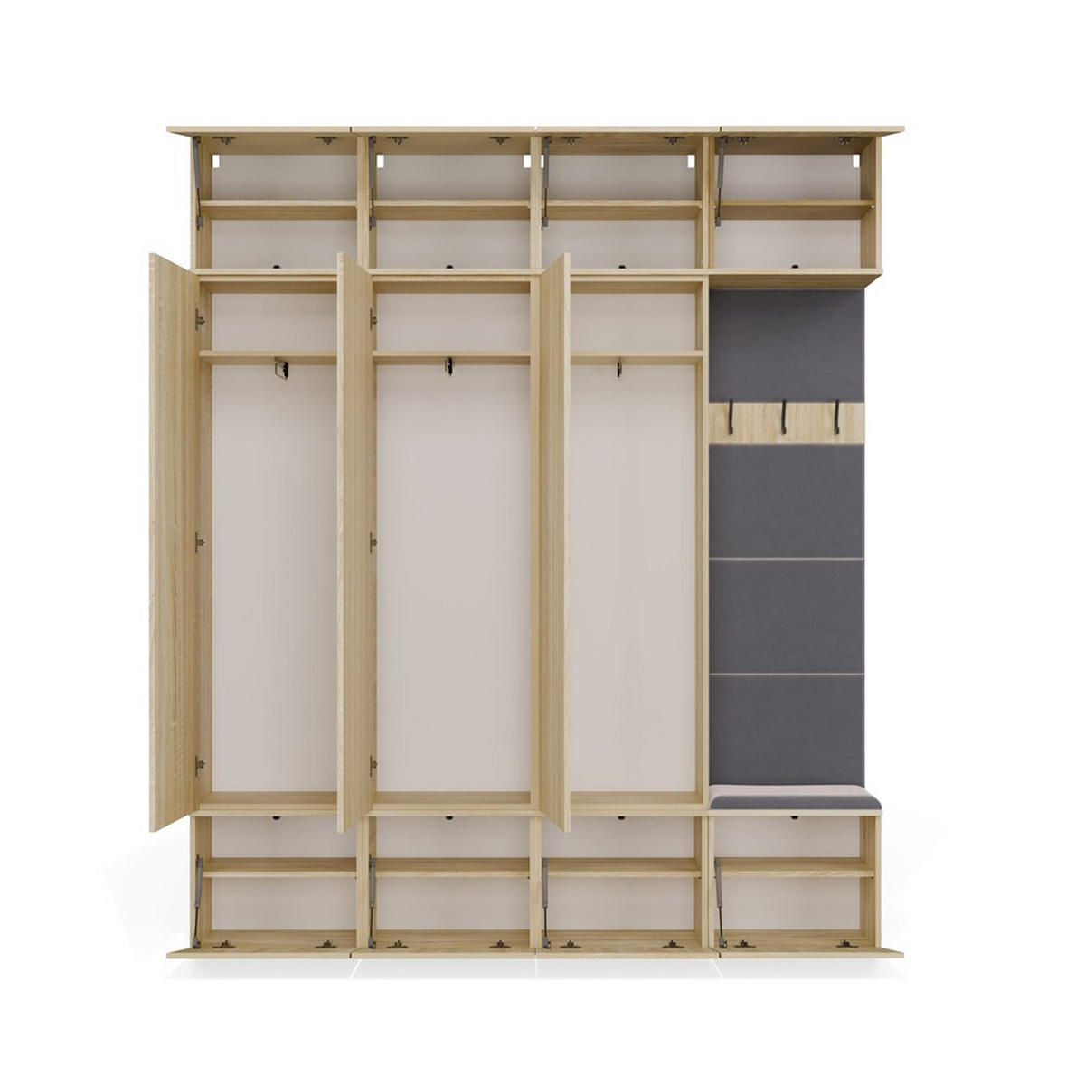 DULAP PENTRU HOL modern, set de dulapuri – șifonier pentru haine și dulap pentru pantofi, stejar Sonoma 200/238/35 - stejar Sonoma, compozit lemnos (200/238/35cm) - RAUMHIRSCH FURNITURE
