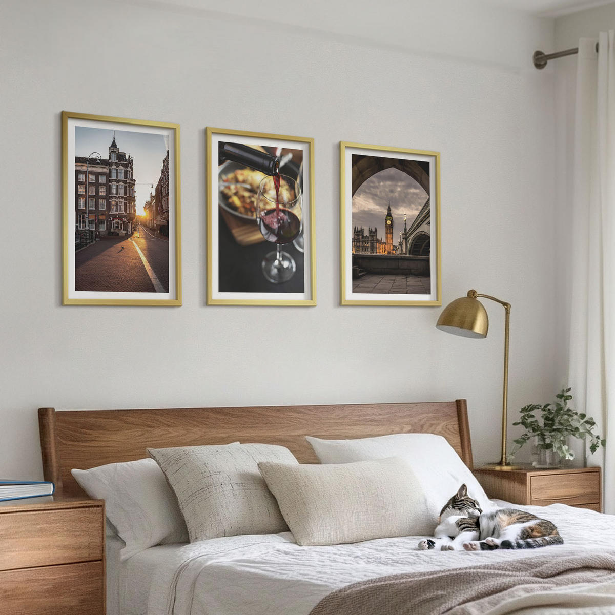 WANDBILDER 3er Set - 40x60 cm Goldrahmen - Bilder von Essen in der Stadt London - Goldfarben, Kunststoff (40/60cm) - ArtPrintCave