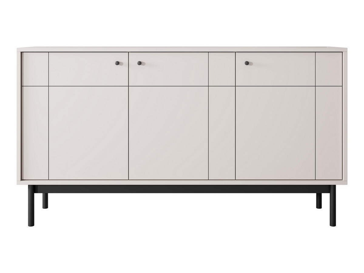 KOMMODE SORA K3D (Cashmere, Gefräste Front, Haefele Soft-Close, Holzfüße) - Kaschmir/Schwarz, Holz/Holzwerkstoff (154/83/39cm) - Ravio