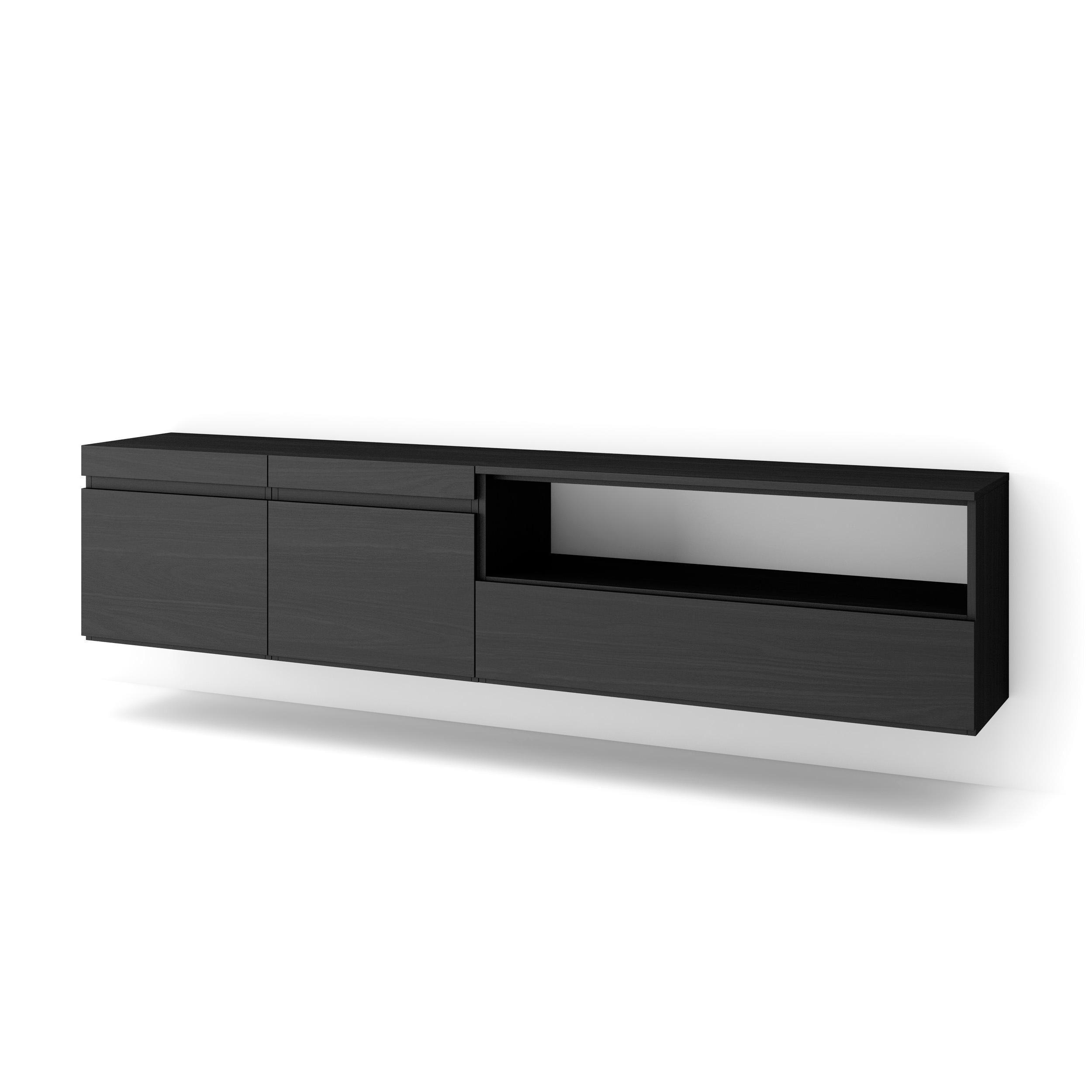 LOWBOARD Hängend, schwarz, 200/35/45cm - Anthrazit, Holzwerkstoff (200/45/35cm) - Skraut Home
