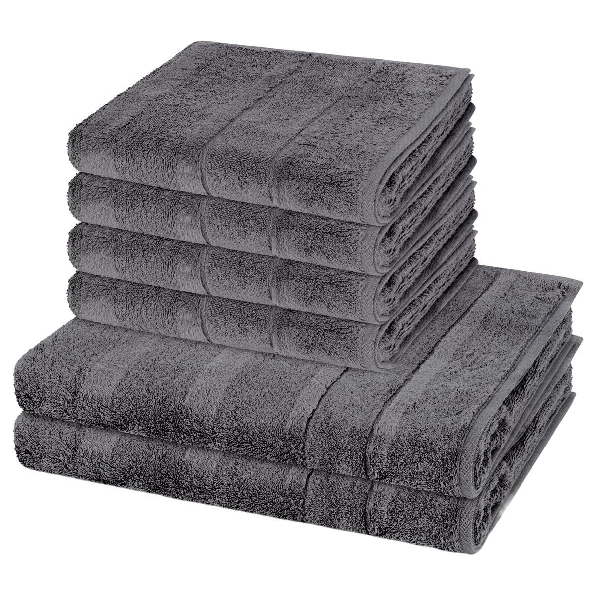 FROTTIERSET Noblesse 6-teilig - Dunkelgrau, Textil (50/100cm) - Cawoe