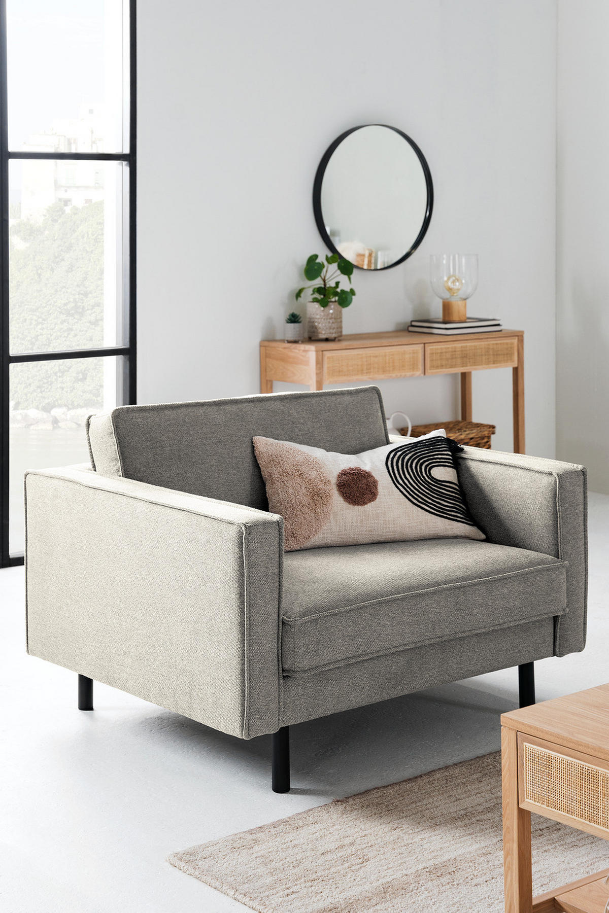 XL SESSEL - Schwarz/Grau, Wellpappe/Textil (117/81/96cm) - home24
