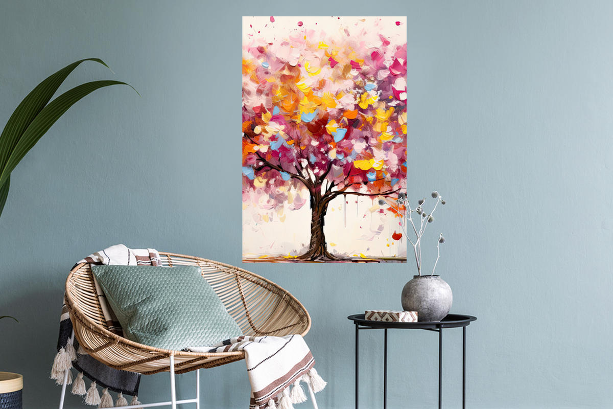 WANDTATTOO Aquarell - Baum - Kunst - Abstrakt 40x60 cm - Multicolor, Kunststoff (40/60/0.1cm) - MuchoWow