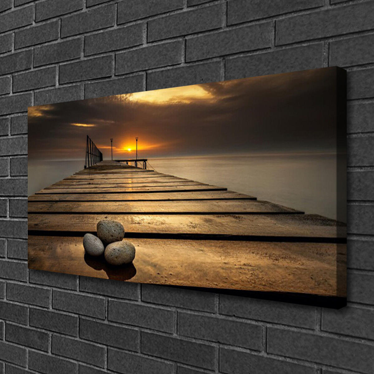 LEINWANDBILD 100x50 cm Seebrücke - Braun, Textil (100/4cm) - TULUP