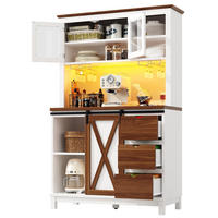 BUFFET 104/40/180 cm in Weiß mit LED-Beleuchtung und Schiebetür - Weiß, Glas (104/180/40cm) - Flora Grace
